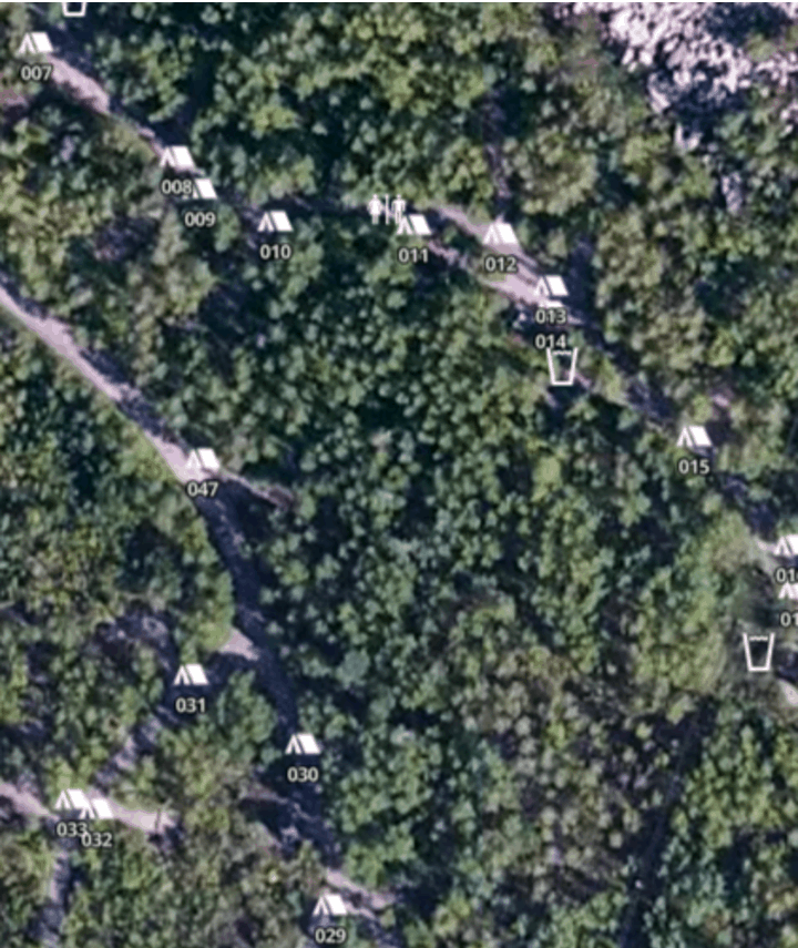 satellite image of campground map from Recreation.gov